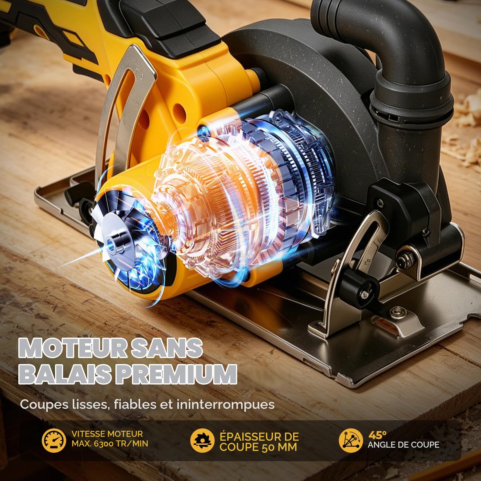 Scie circulaire sans fil de 15,2 cm compatible avec Dewalt 18/20 V, 6 300 tr/min sans balais avec 3 lames 150 mm et 125 mm, profondeur de coupe 50 mm, biseau de 0 à 45° pour coupe du bois, du