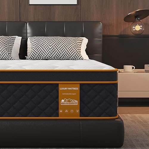 Miniatura 9 de Colchón King híbrido de espuma viscoelástica de 10 pulgadas en una caja, firmeza media e individuales, alivio de presión, certificado CertiPUR-US,