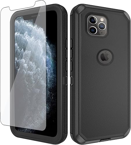 Asuwish Funda de teléfono para iPhone 11 Pro Max 6.5 con protector de pantalla de vidrio templado y cubierta para celda, híbrida, resistente, a