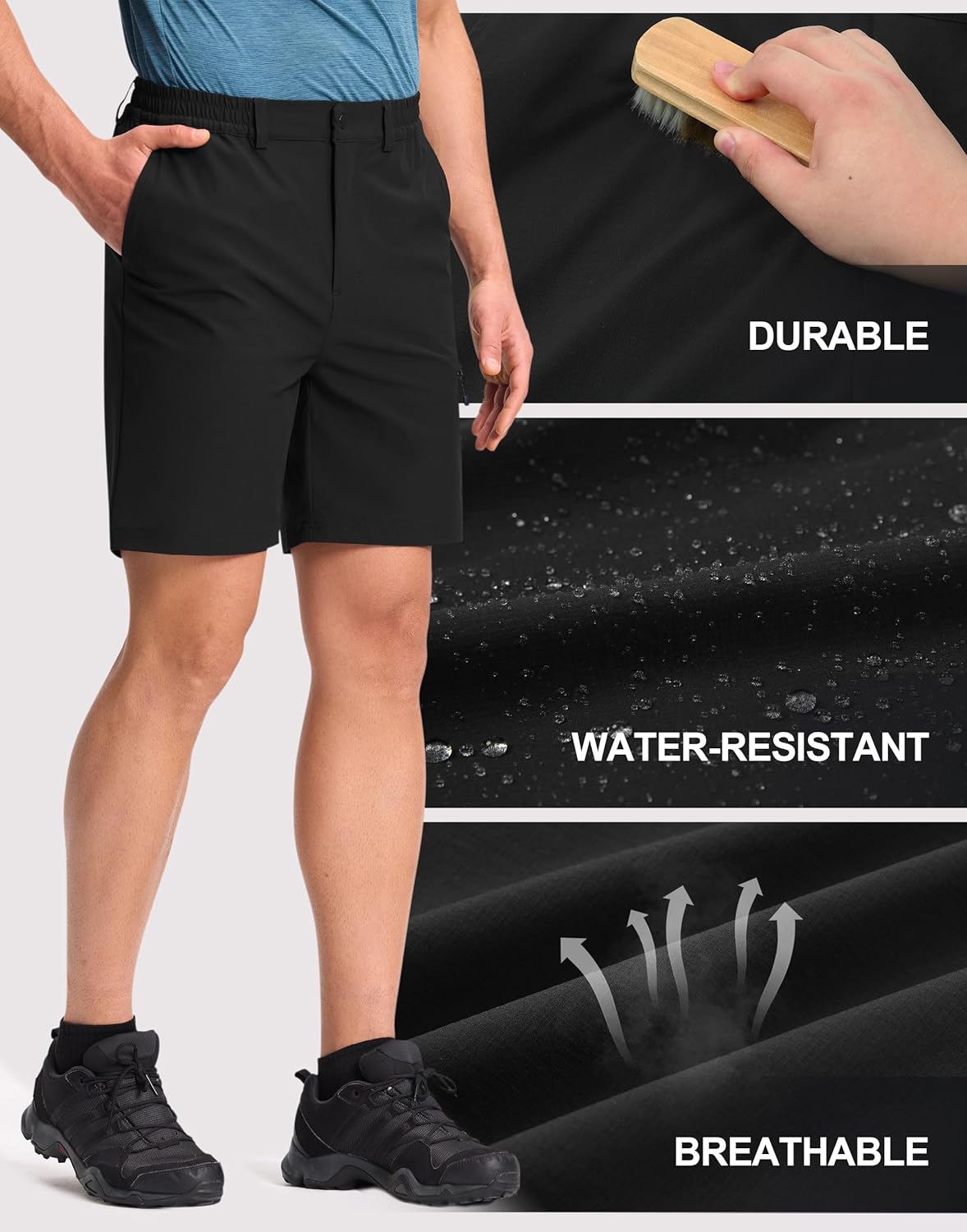 Pioneer Camp Men's 7" Hiking Shorts Lightweight Outdoor Quick-Dry Water-Resistant Casual Shorts for Travel Fishing Golf