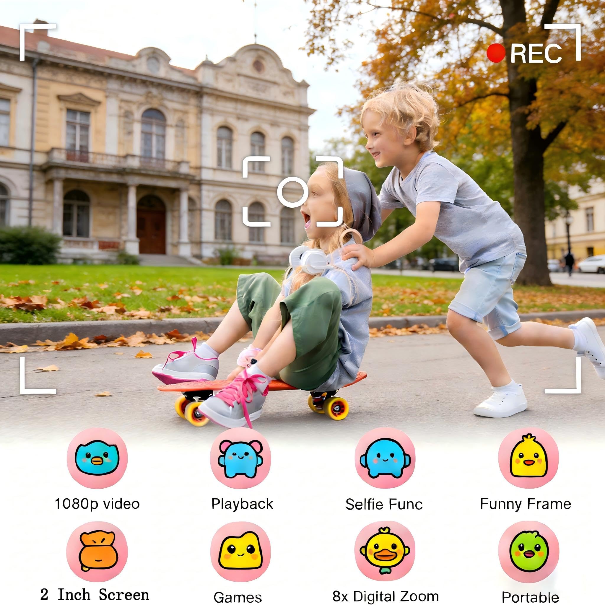 Kids Camera, Digital Camera for Girls 48 MP HD 1080P IPS Screen Dual Selfie Digital Toddler Video Camera Toy for Kids - Image 2