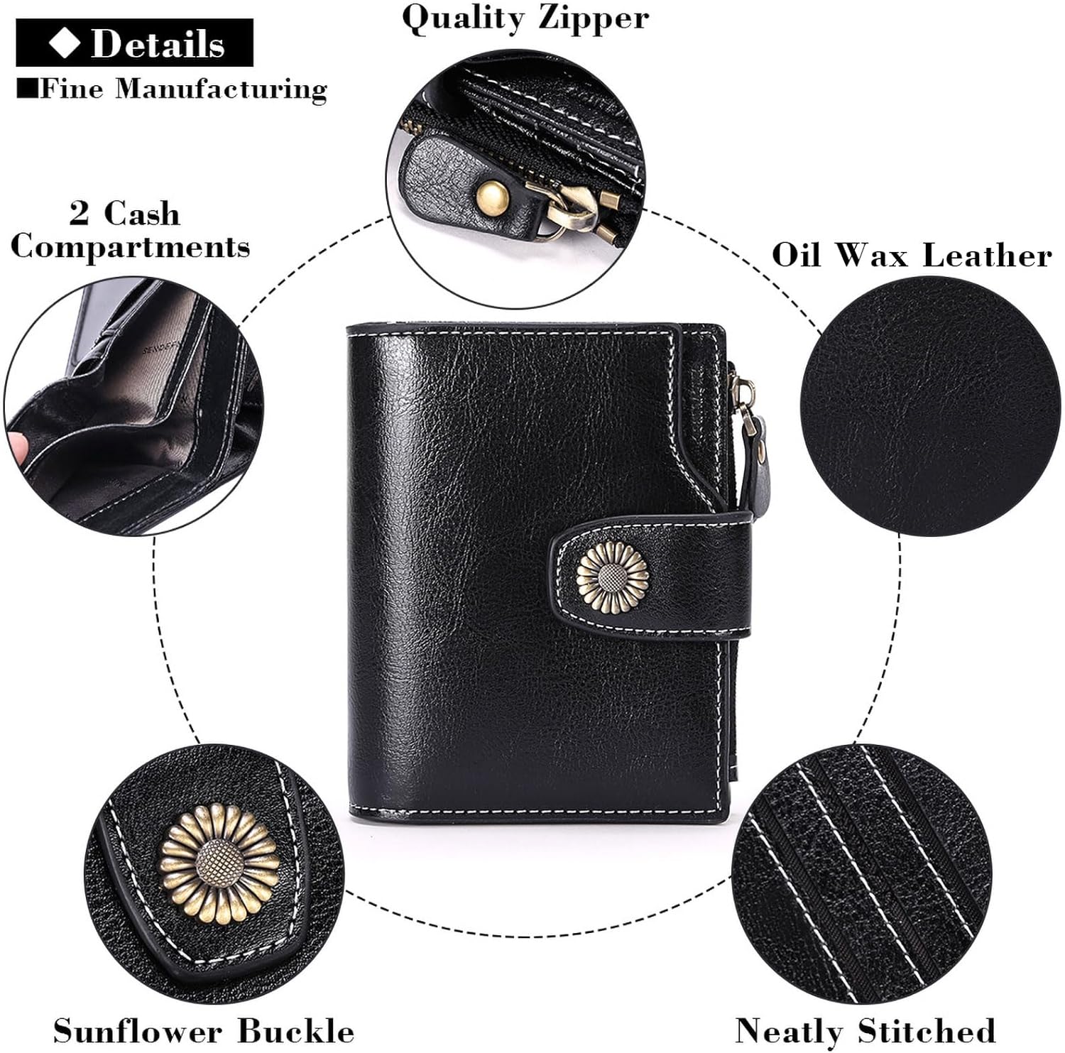 FALAN MULE Small Wallet for Women Leather Bifold Compact Small Womens Wallet with RFID Blocking - Image 5