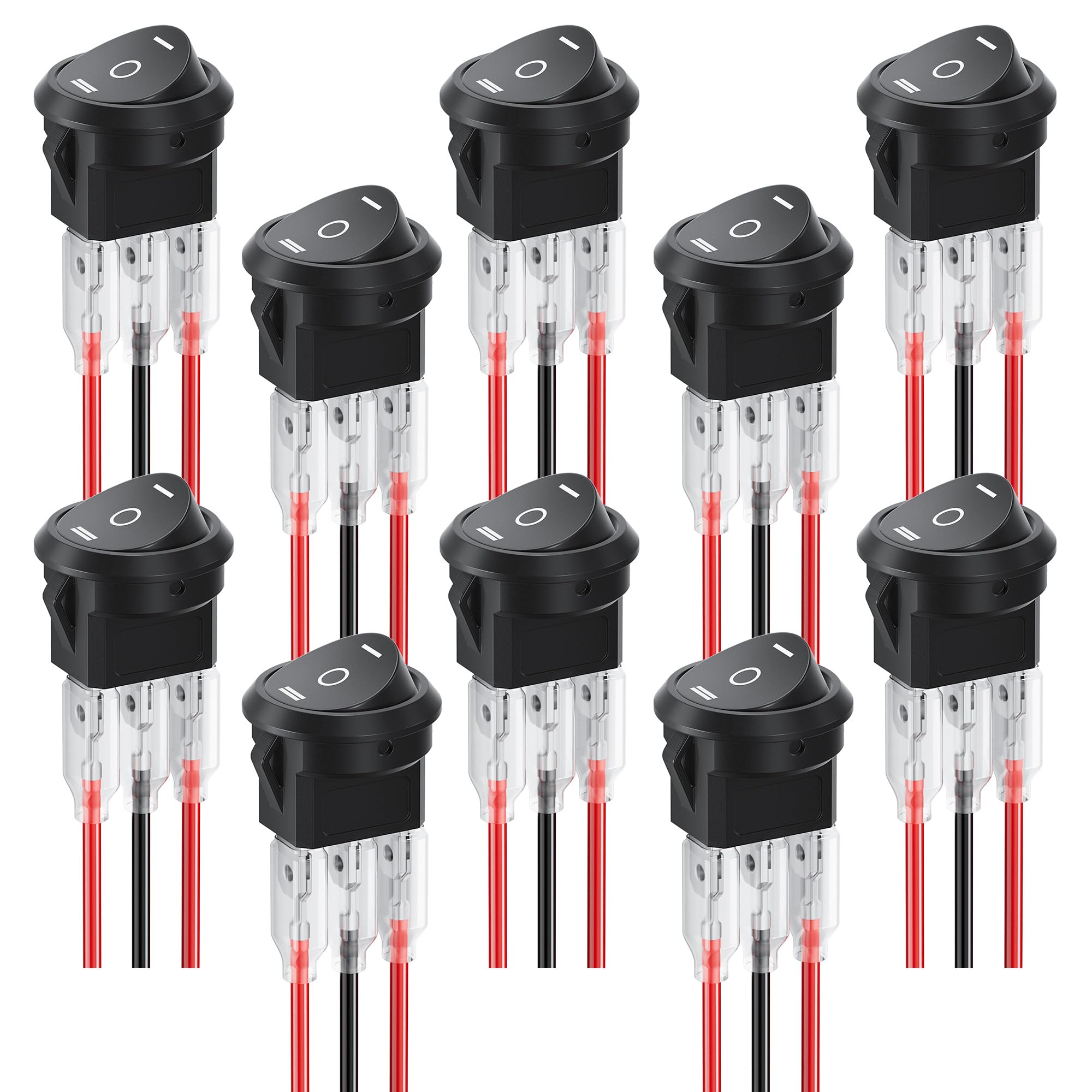Snapklik.com : DMTVAL 10Pcs 12V Round Rocker Switch Kit, 2 Pin 2 ...