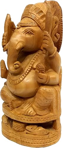 Miniatura 2 de BHARAT HAAT BH03832 - Material de madera pura Ganesh grande en acabado fino artesanal y arte decorativo