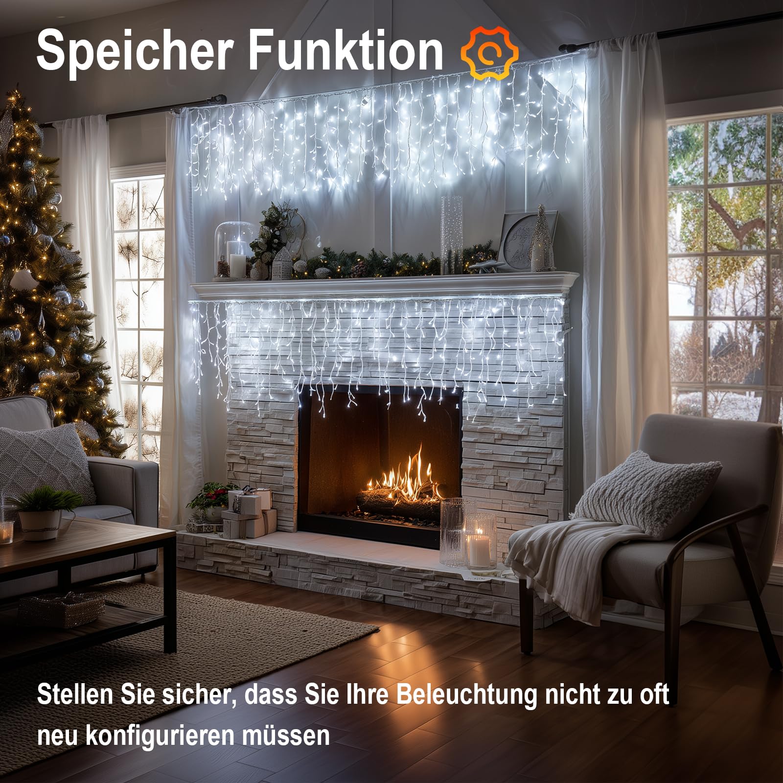 TRUMPETS Eisregen Lichterkette Außen,10M+5M 408 LED Kaltweiß Eisregen Weihnachtsbeleuchtung mit Timer IP44 Wasserdicht 8 Modi mit Stecker für Innen Aussen Balkon, Party, Hochzeit, Haus, Weihnachtsdeko