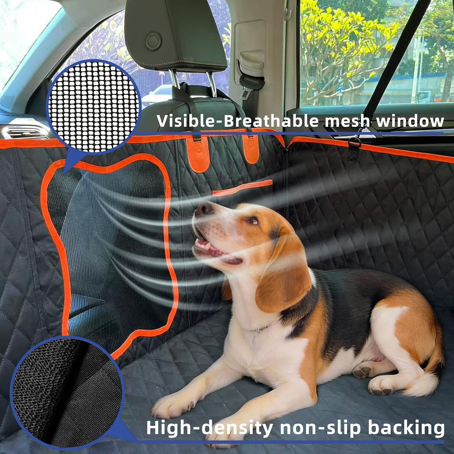 Dog Car Seat Cover for Back Seat,Waterproof Anti-Slip Hammock with Side Flaps, Heavy-Duty 600D Oxford Fabric, Scratchproof Pet Protector, Universal Fit for Cars, Trucks and SUVs