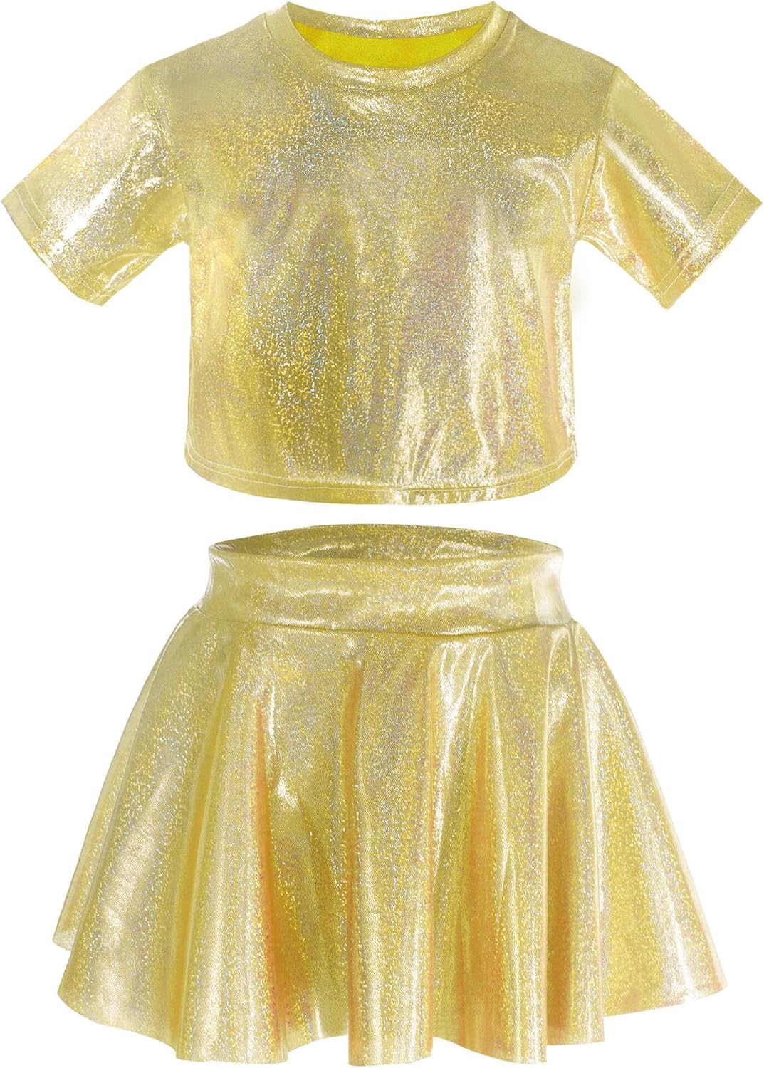 Happy Cherry Kids Sequin Hip Hop Dance Outfit Boys Elastic Dance Costume Girls Short Sleeve Top and Shorts Skirt 3-13T