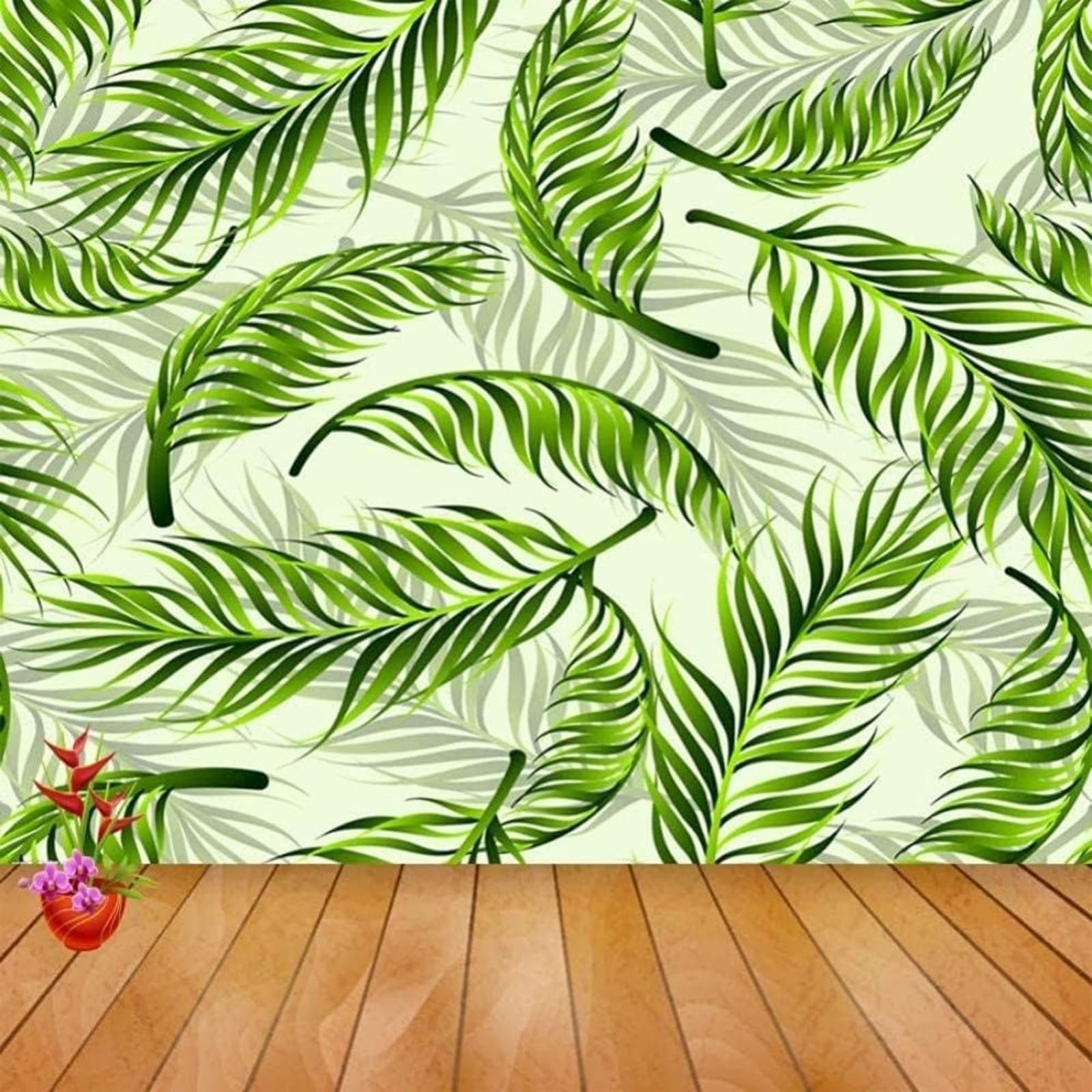 Papier Peint 3D Plantes Vertes Salon Décoration Murale 150x105cm