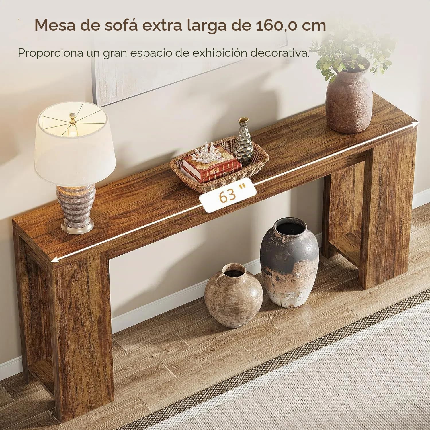 Lailang 160cm Mesa de Entrada, Mesa Estrecha, Aparador Entrada Recibidor, Consola Recibidor de Madera, Mueble Auxiliar para Salón, Recibidor de Entrada Moderno, 160 x 30 x 85 cm, Dark Brown