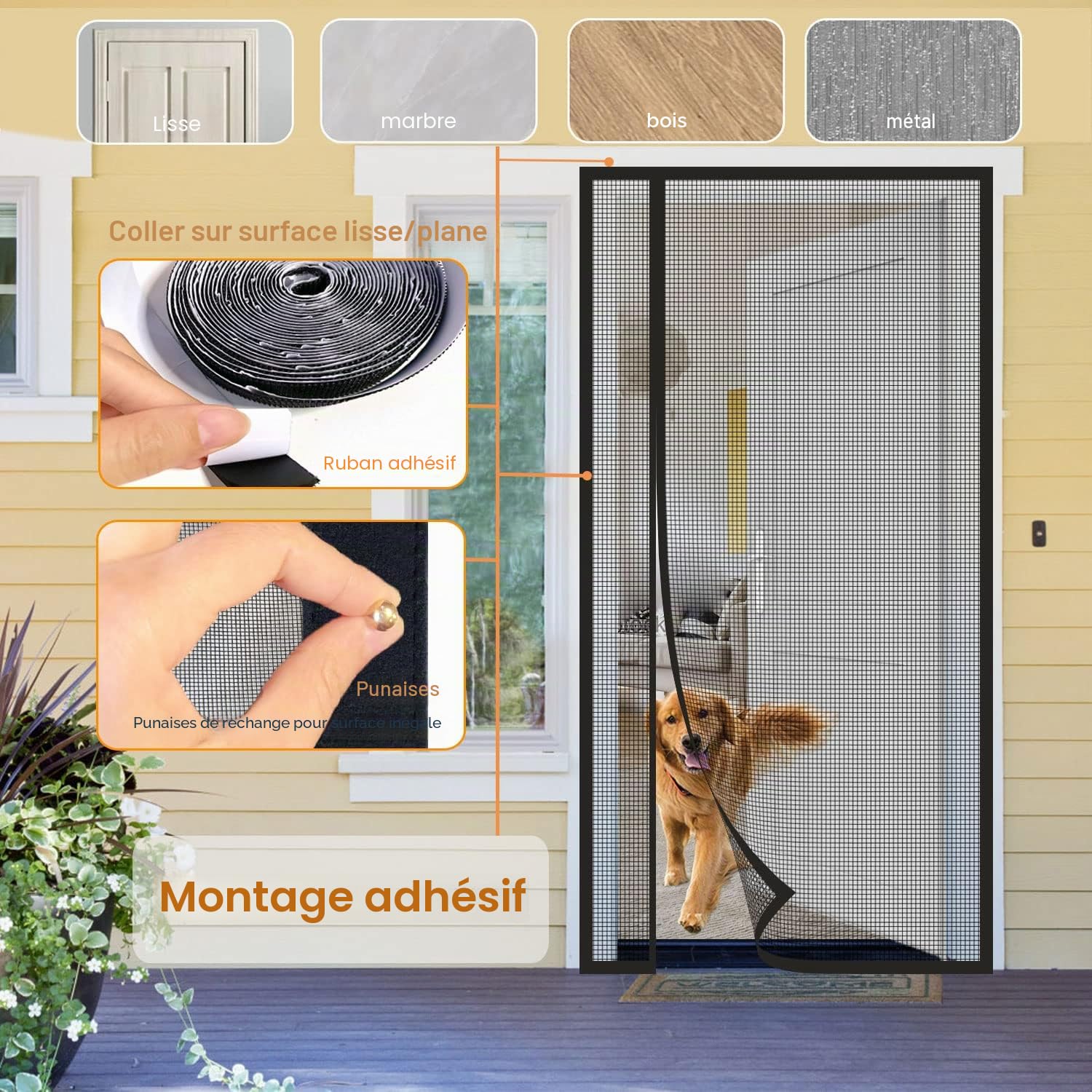 Risareyi Moustiquaire Porte Fenêtre Magnétique 200x220cm, Noir Réversible | Filet en Fibre de Verre Résistant, Anti UV, Ouverture Latérale, Moustiquaire Aimantée, Anti-Insectes, 4cm Ruban Adhésif
