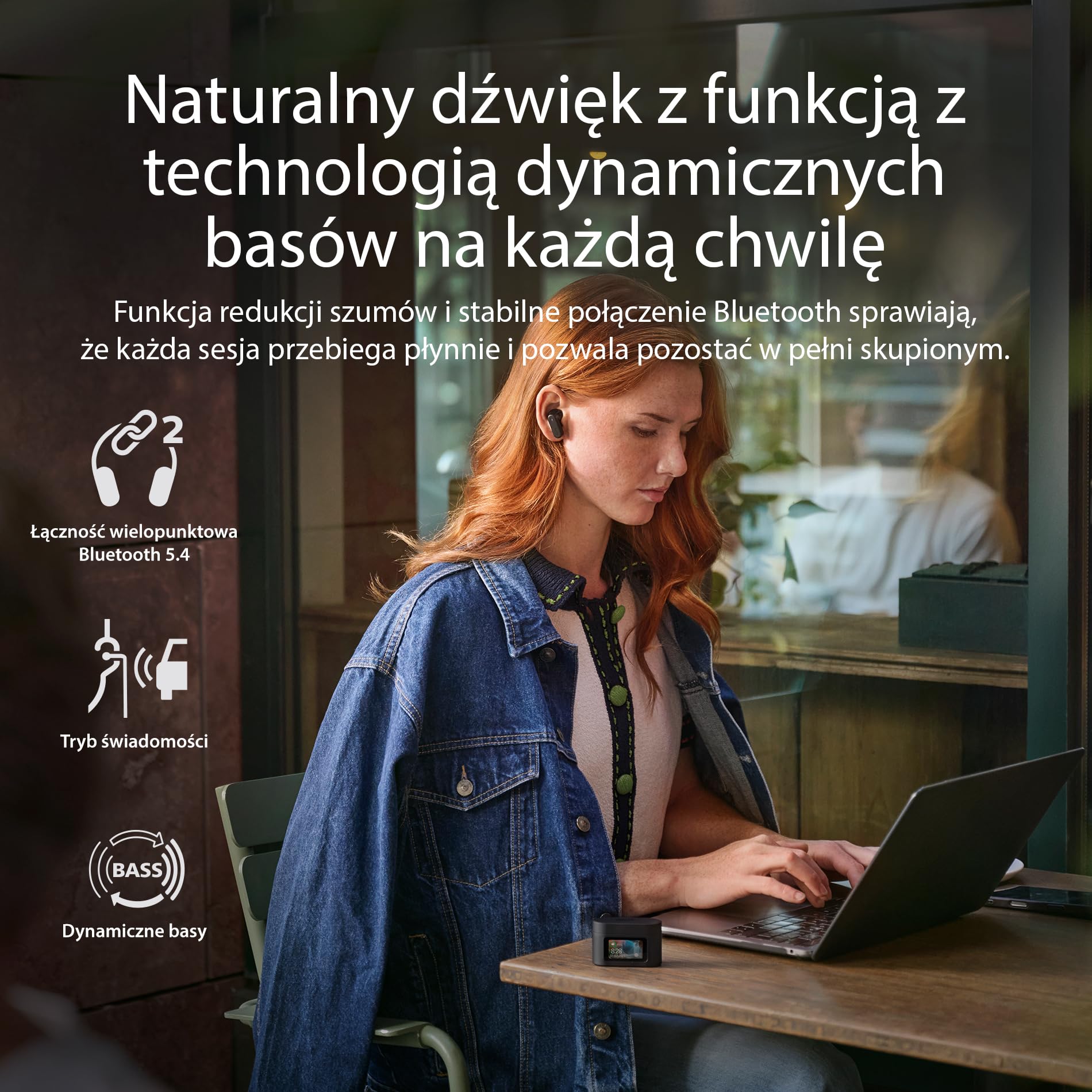 Philips TAT6000BK Prawdziwe bezprzewodowe słuchawki douszne z inteligentnym etui ładującym, redukcja szumów, 4 mikrofony, dynamiczny bas, czas odtwarzania 28 godzin, Bluetooth 5.4, IPX5, sterowanie