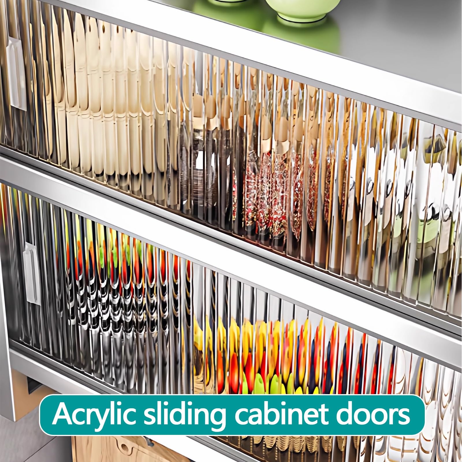 Armadietto portaoggetti con ante e mensole, grande capacità da parete per cucina, armadi da garage in acciaio inox, ideale per soggiorno, ufficio, scuola