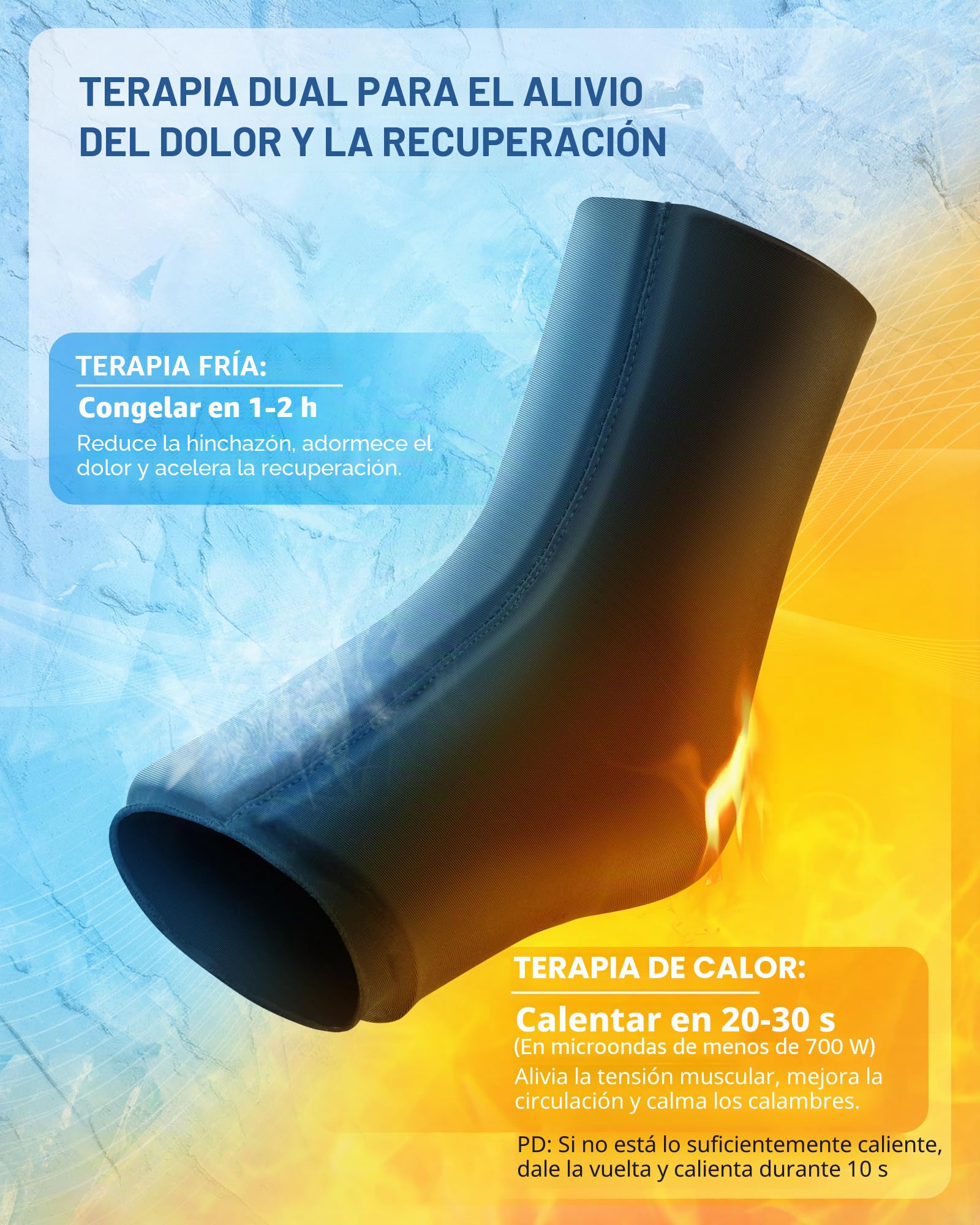 Tolaccea Funda de Hielo para Tobillo y Pie, Compresa de Gel Reutilizable para Terapias de Frío y Calor, Flexible para Tendinitis de Aquiles, Fascitis Plantar, Hinchazón