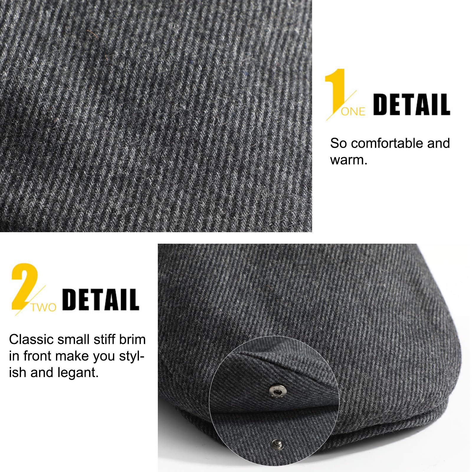 Superora Męska czapka wsuwana beret czapka bawełniana unisex czapka styl 1920 męska czapka z suwakiem zimowa ciepła płaska czapka z wzorem w kratkę, bawełniane czapki
