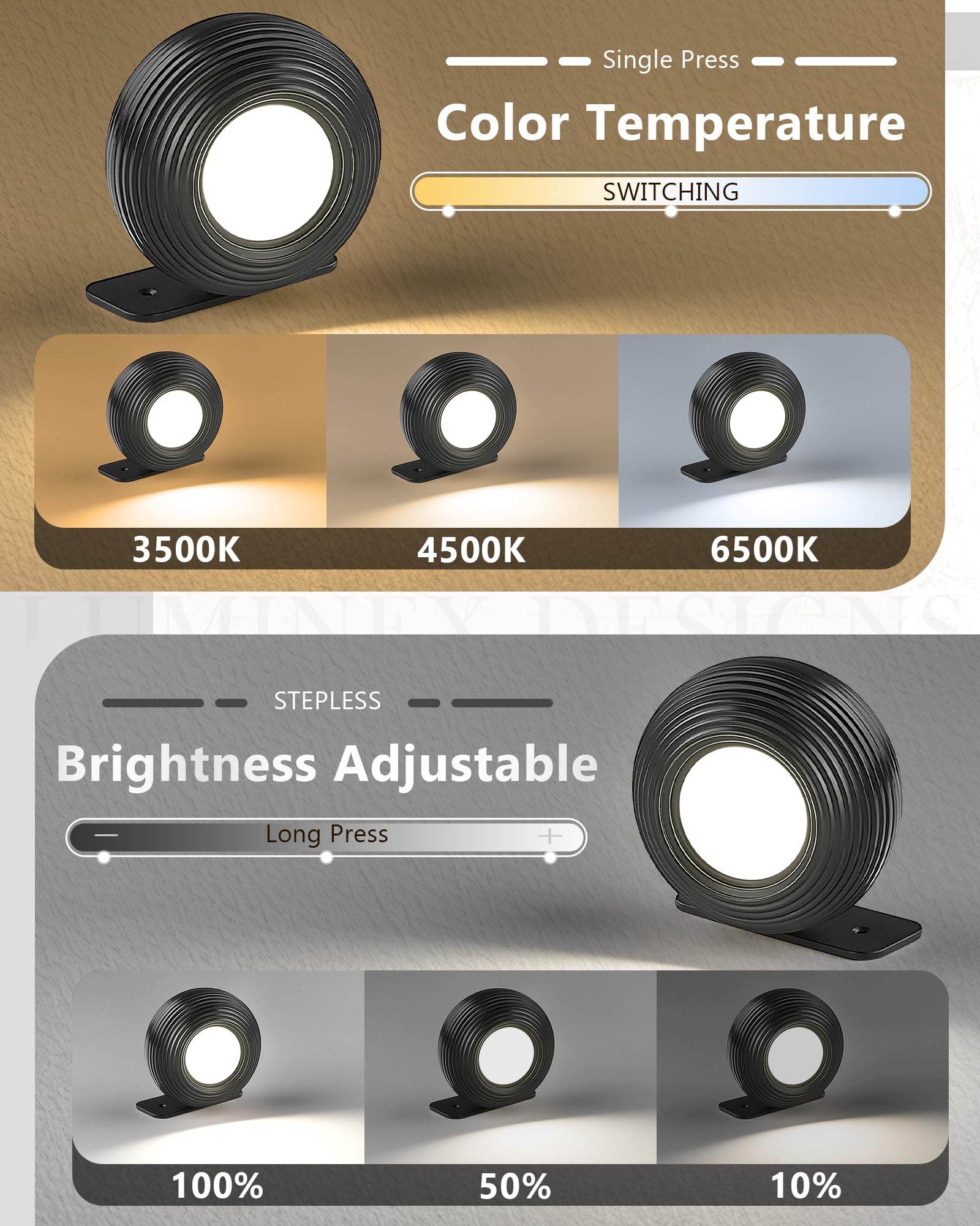 LuminexDesigns Cordless LED Wall Light with Detachable Magnetic Lamp Head - Image 3