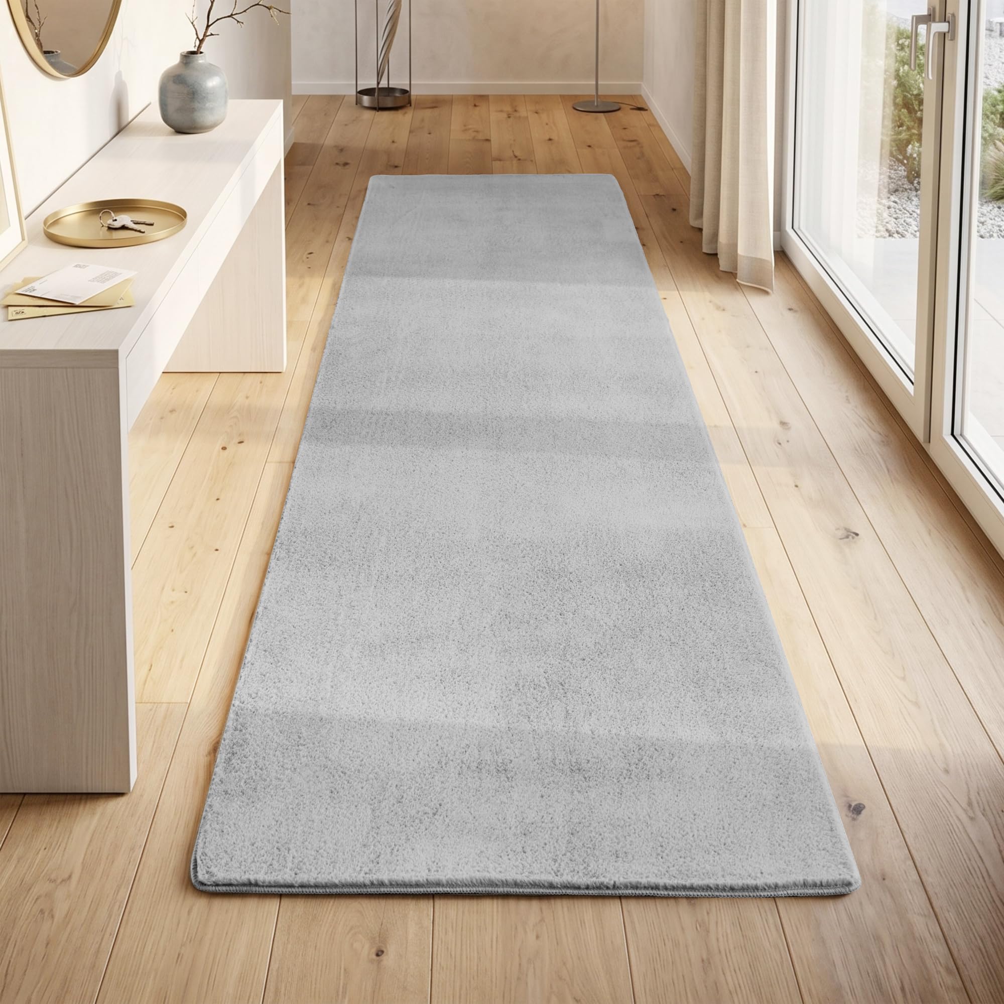 HomebyHome Teppich Kurzflor Rechteckig, Rund & Läufer, waschbarer Rutschfester Teppich, weich, modernes einfarbiges Design für Wohnzimmer, Schlafzimmer, Küche & Kinderzimmer.