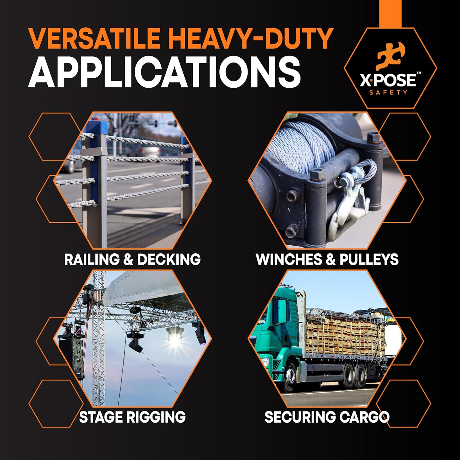 Xpose Safety 1/4" Galvanized Steel Aircraft Cable Wire – 250 ft Reel, 7x19 Strand, 7,000 lb Break Strength – for Pulley System, Winch, Marine, Deck Railing, Fencing, Zipline