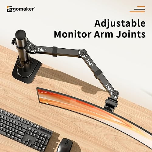 Miniatura 3 de ERGOMAKER Soporte para monitor individual para escritorio, soporte de monitor para pantallas LCD de 13" a 27", brazo de visualización totalmente
