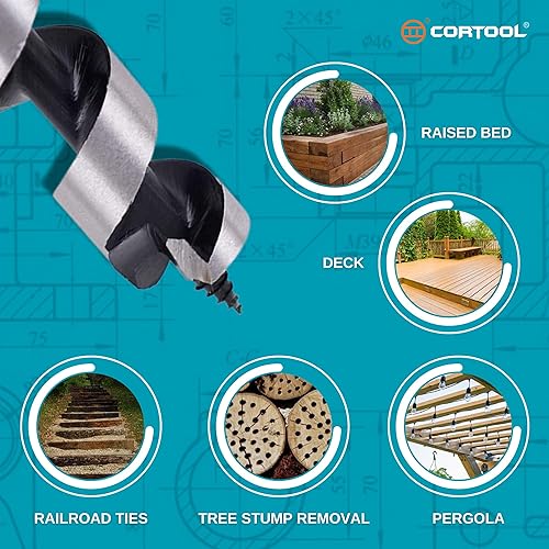 Miniatura 5 de Broca de taladro para madera de 9 pulgadas con lápices de carpintería de 7 pulgadas (juego de 8 brocas de barrena)