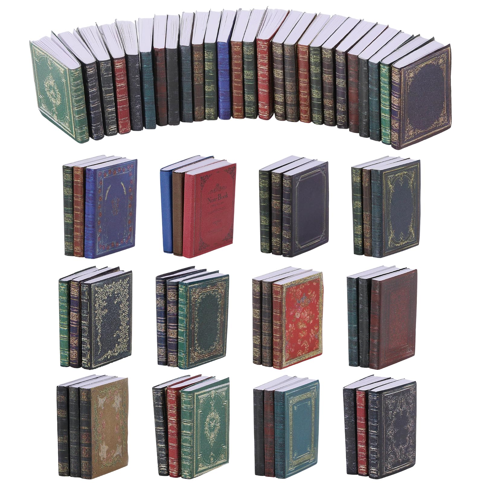 GLOBLELAND 36 Pcs 12 Styles 1:12 Scale Miniature Dollhouse Books Colorful Mini Book Ornaments for DIY Crafts Dollhouse Bookshelf and Library Decoration Realistic Paper Props for Collectors