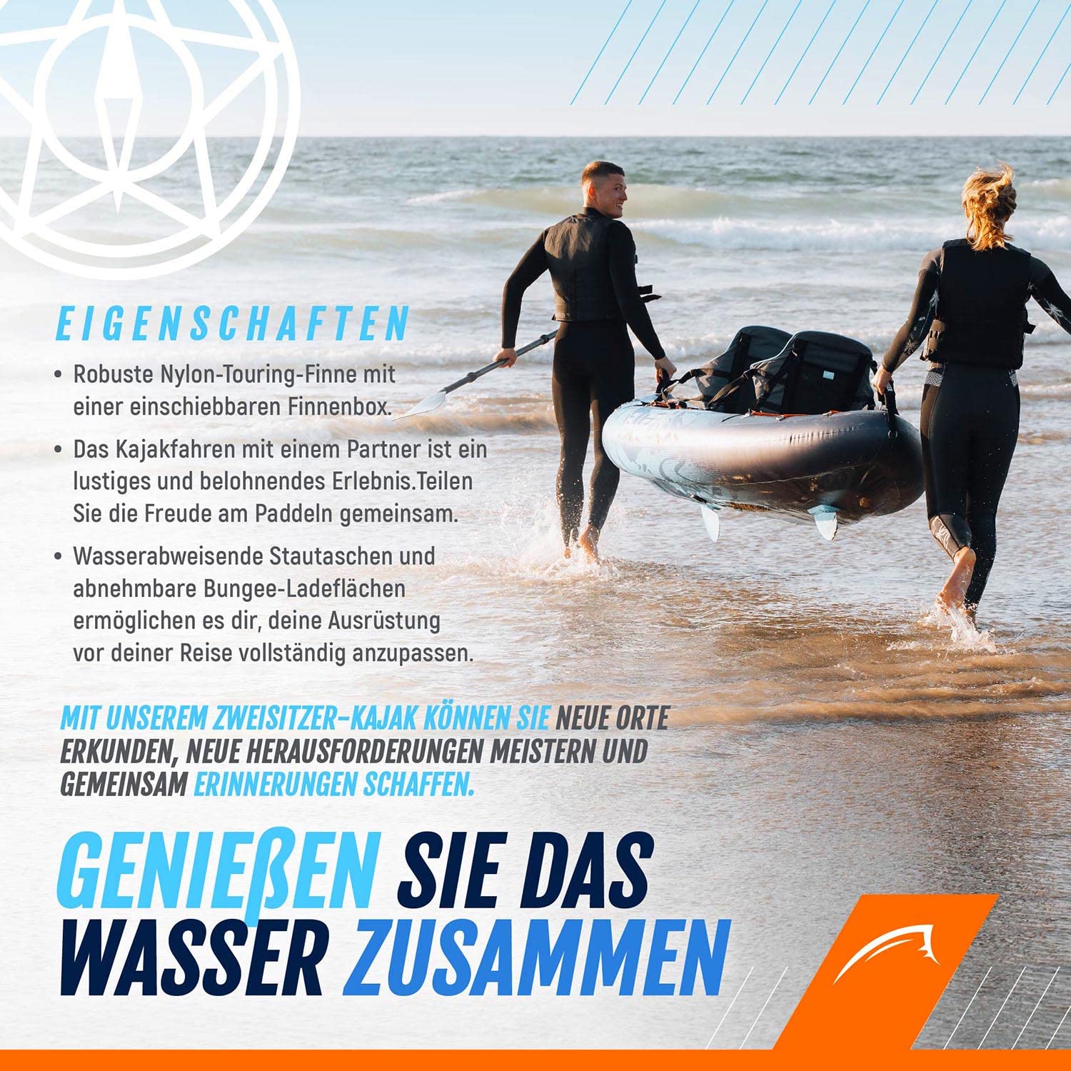 Bluefin Scout und Ranger Aufblasbares Kajak | Alternative zum Aufblasbaren Kanu | Erhältlich in Zwei Größen - Scout 1-Personen und Ranger 2-Personen