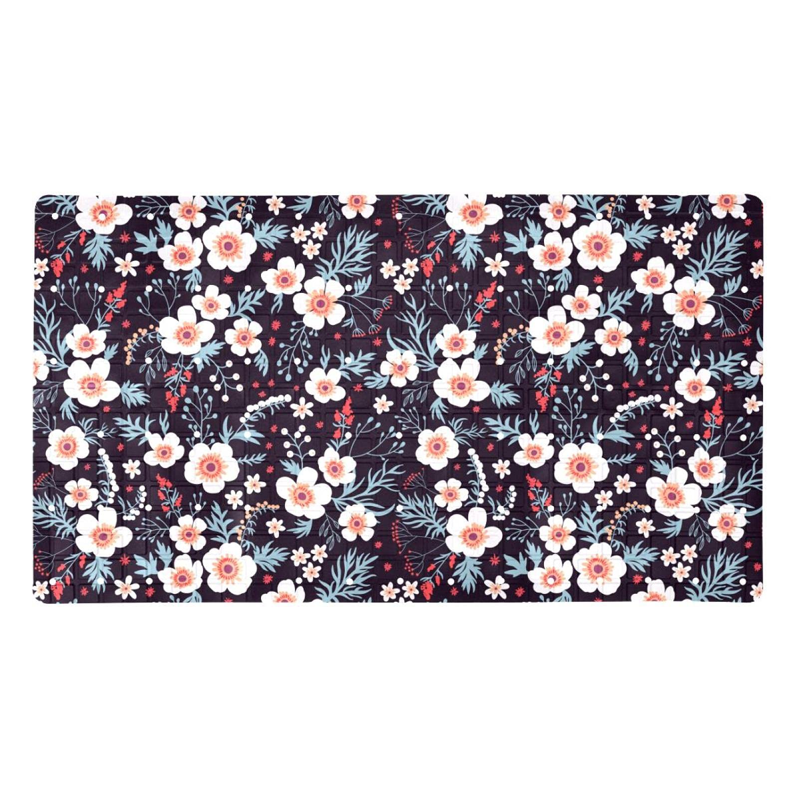 Tapis de bain antidérapant en PVC blanc 40x70 cm avec ventouses de fixation