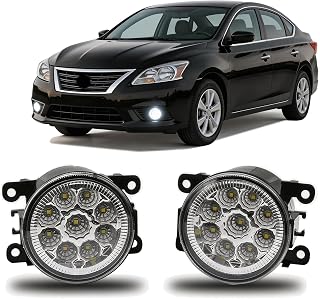 Front Bumper Fog Light 9 LEDs Driving Lamp For Nissan Sentra 2007-2010 2011 2012,6000K,Pack of 2
