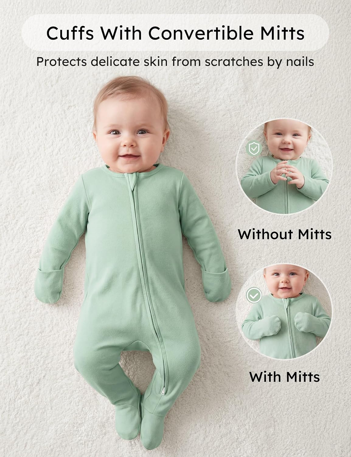 Yoofoss Baby Pajamas 100% Organic Cotton Baby Sleepers for Newborn 0-3 3-6 6-9 Months Boys Girl Clothes 3pcs Footed PJs