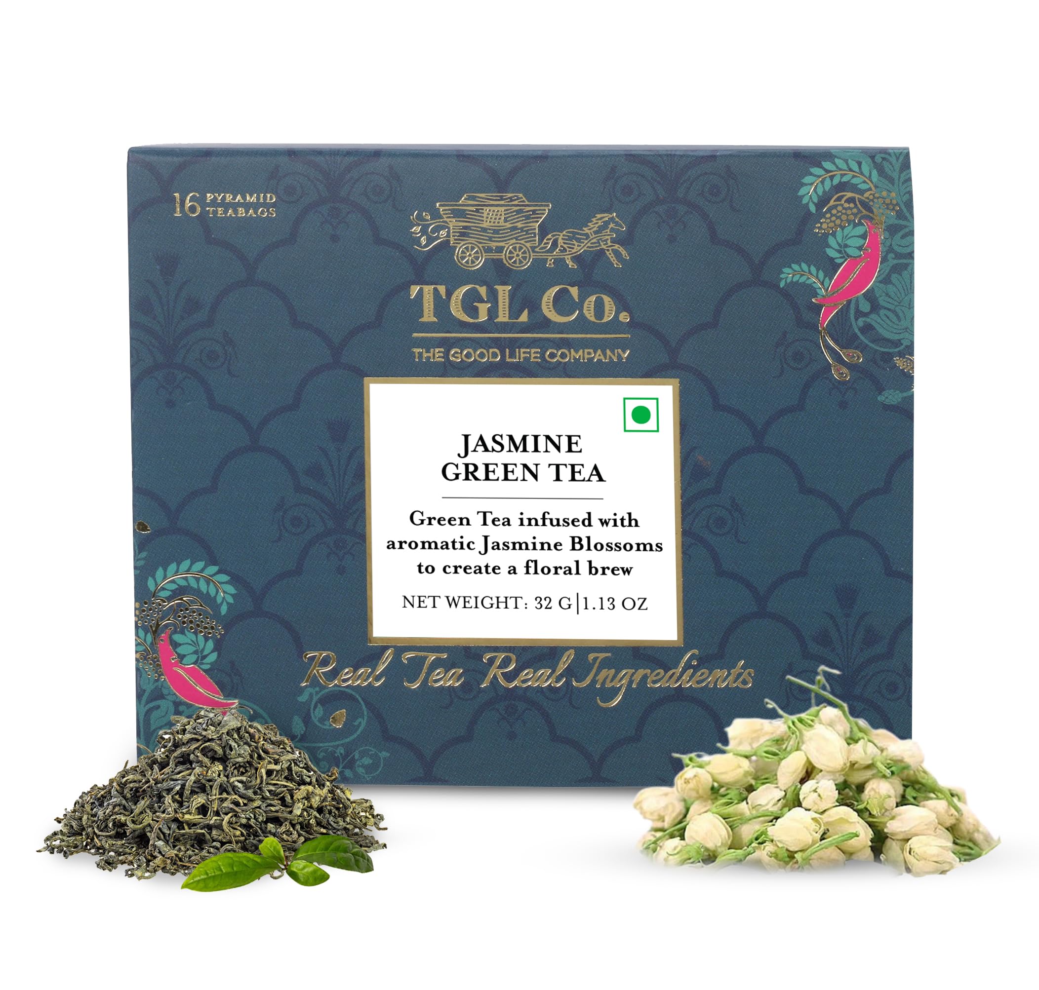 TGL Jasmine Green Tea Bags, 16 Tea Bags with Green Tea & Jasmine Blossom Petals, Green Tea Bags for Sliming (B08VXW1BTC) Amazon Price History, Amazon Price Tracker