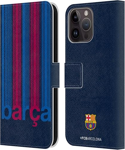 Head Case Designs Officially Licensed FC Barcelona Barca Campions Leather Book Wallet Case Cover Compatible with Apple iPhone 15 Pro Max