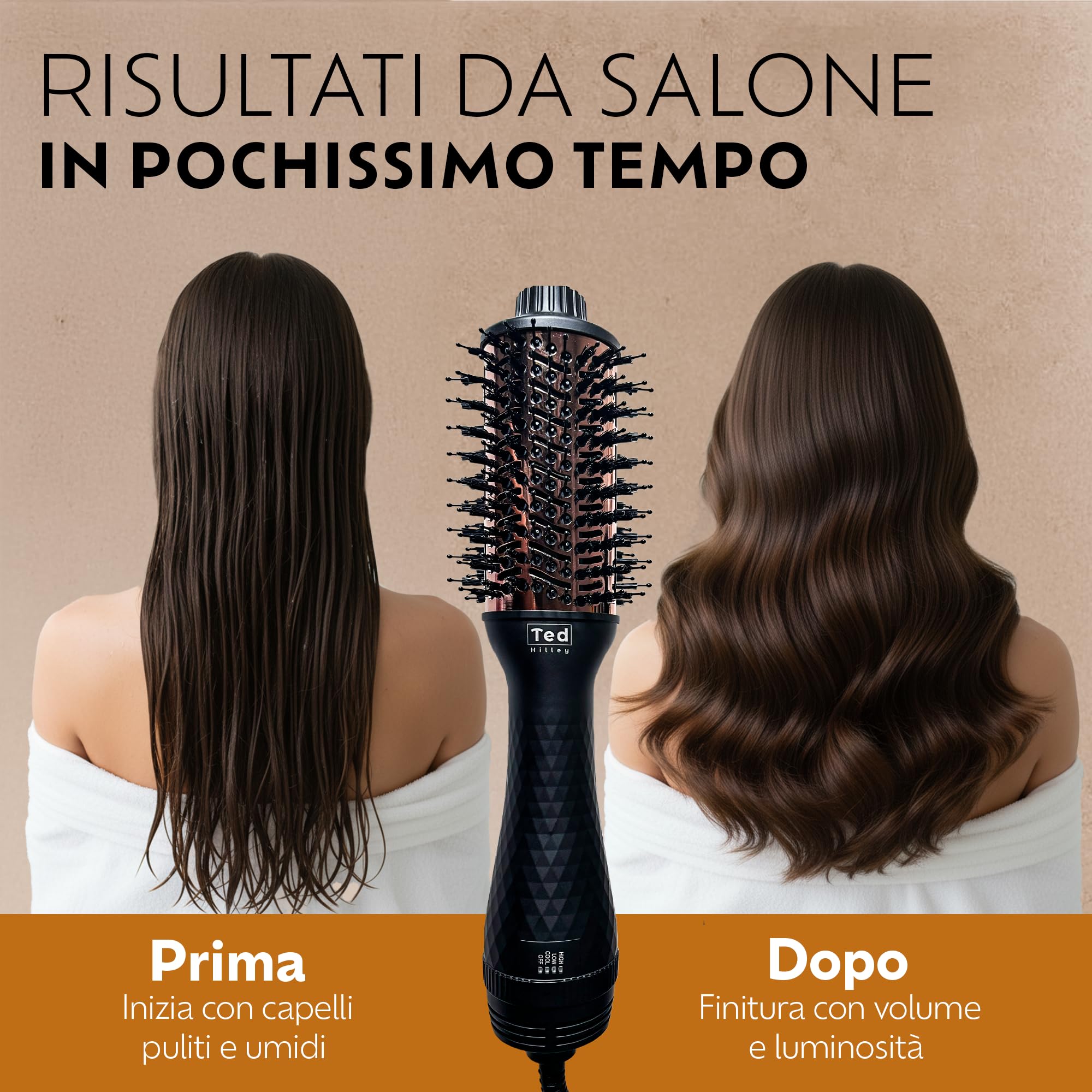 DuoStyle® Spazzola Elettrica per Capelli ad Aria Calda – Spazzola Asciugacapelli Lisciante – Spazzola Phon | Per Asciugare, Lisciare, Modellare e Dare Volume | Per tutti i tipi di capelli