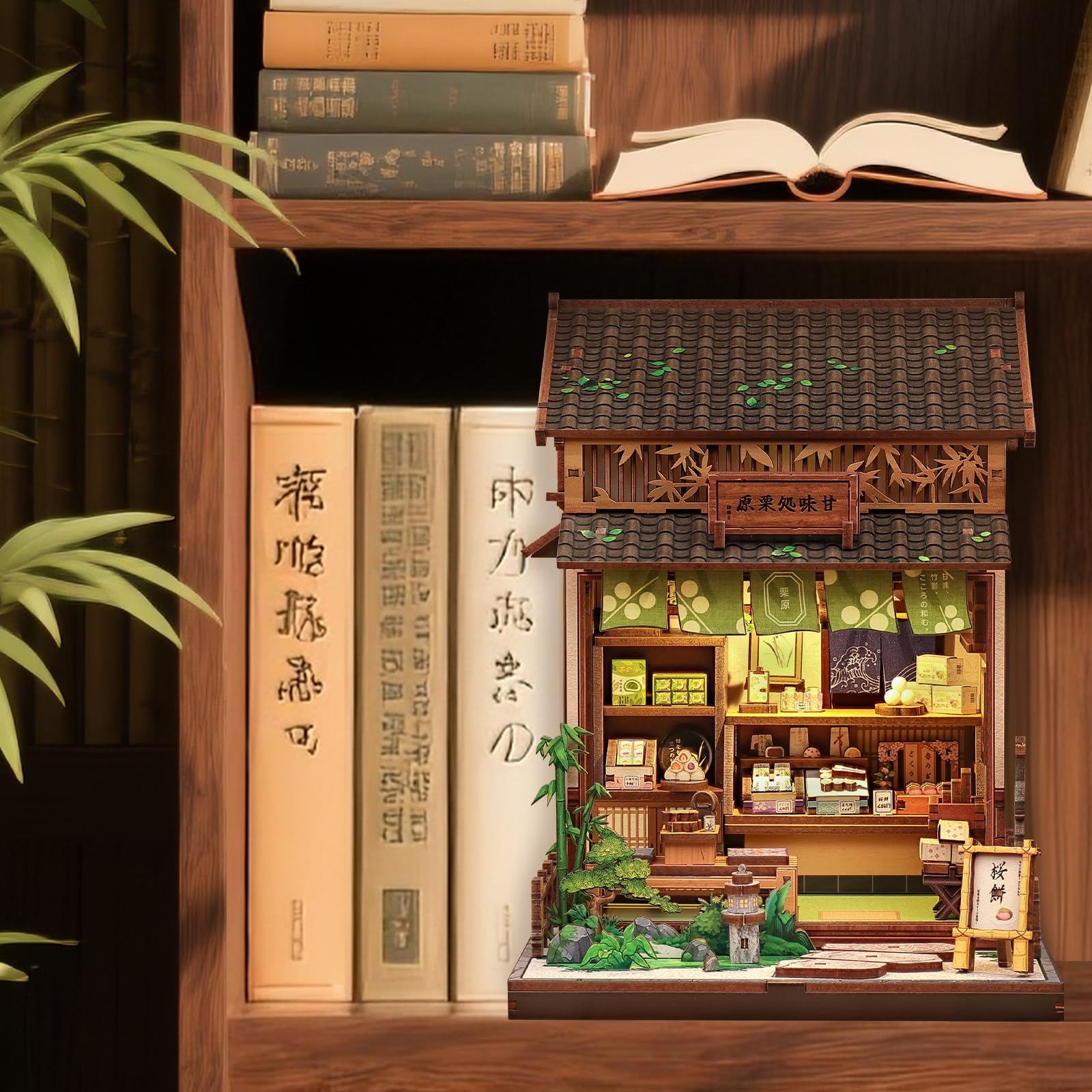 Cutefun Book Nook - DIY Case delle bambole, book nook japan per Adulti, Artigianale di Tiny House, Adorabile Negozio di Dolci Giapponese, Regalo per Donne che Amano i Libri(Kanmi-dokoro Kurihara)