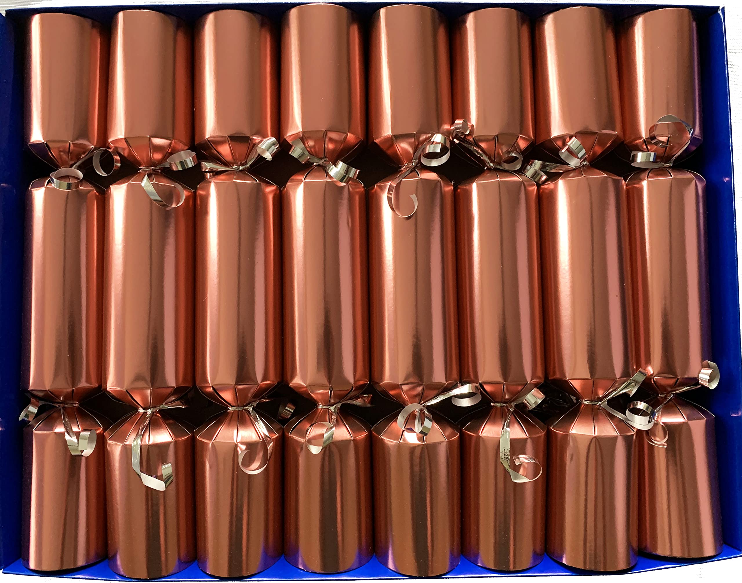 Crackers Ltd Box of 8 Rose Gold Fill Your Own Christmas Crackers with matching Trim and Tags