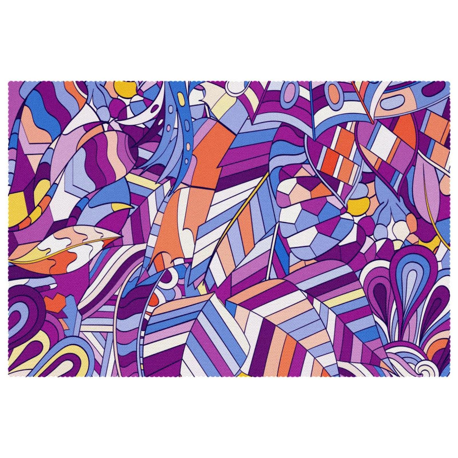 Set de table violet dessinés à la main 30x45 cm antidérapant lot de 6