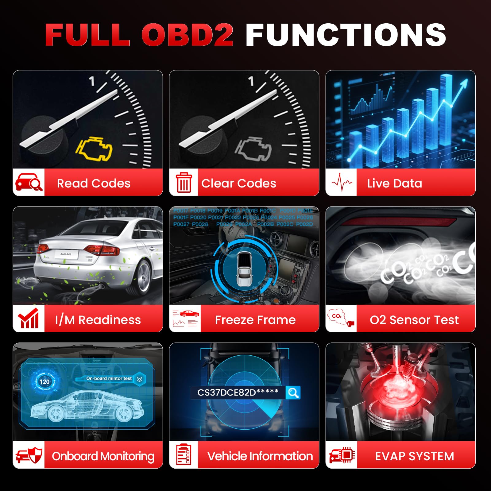 LAUNCH CR329 OBD2 Auto Diagnostica per Spia Motore Codici Auto Diagnosi Auto, Dati Live, Lettura E Cancellazione Codici, Test Batteria 12V, per Auto 1996-2026