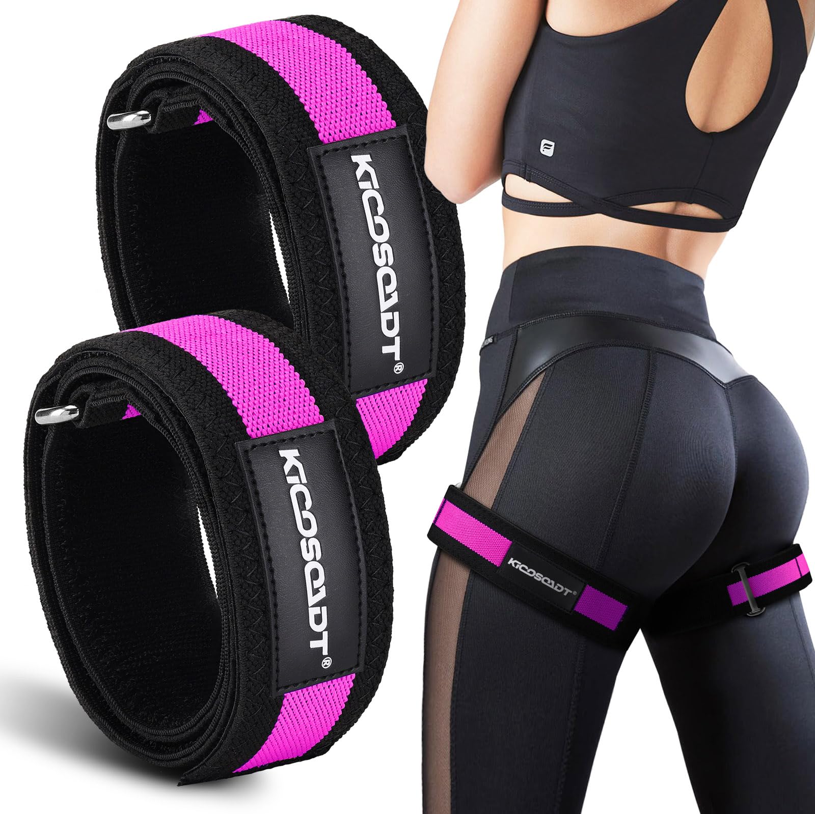 Booty Bands for Women, Glute Bands &amp; BFR Bands for Legs, Adjustable Blood Flow Restriction Bands for Squats, Hip Thrusts, Glute Workouts &amp; Lower Body Training,with Carry Bag