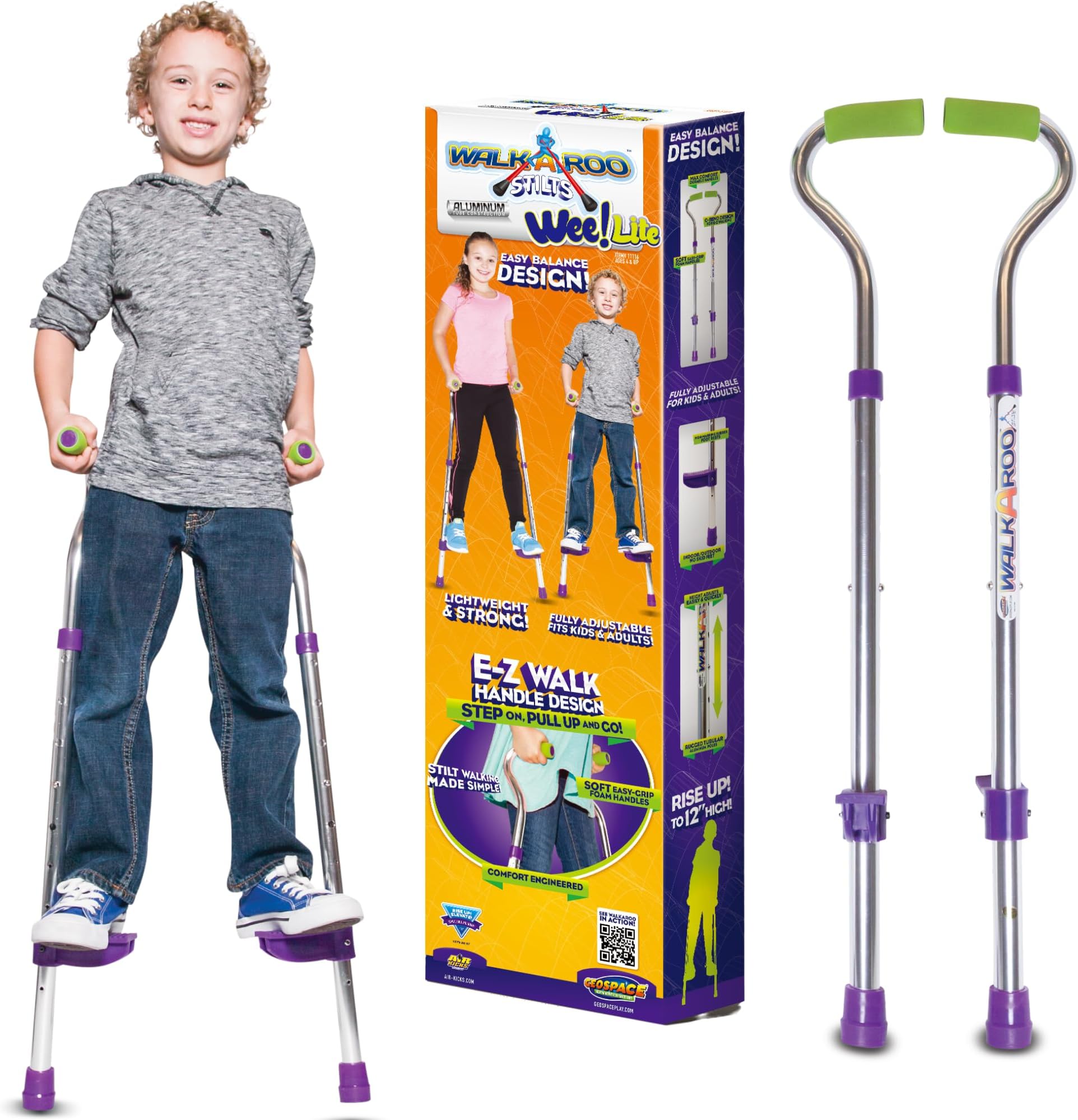 Original Walkaroo Wee Balance Walking Stilts Lite (Aluminum) for Indoor or Outdoor Active Play with Adjustable Height for Little Kids & Beginners Ages 4 and up to 50 KG