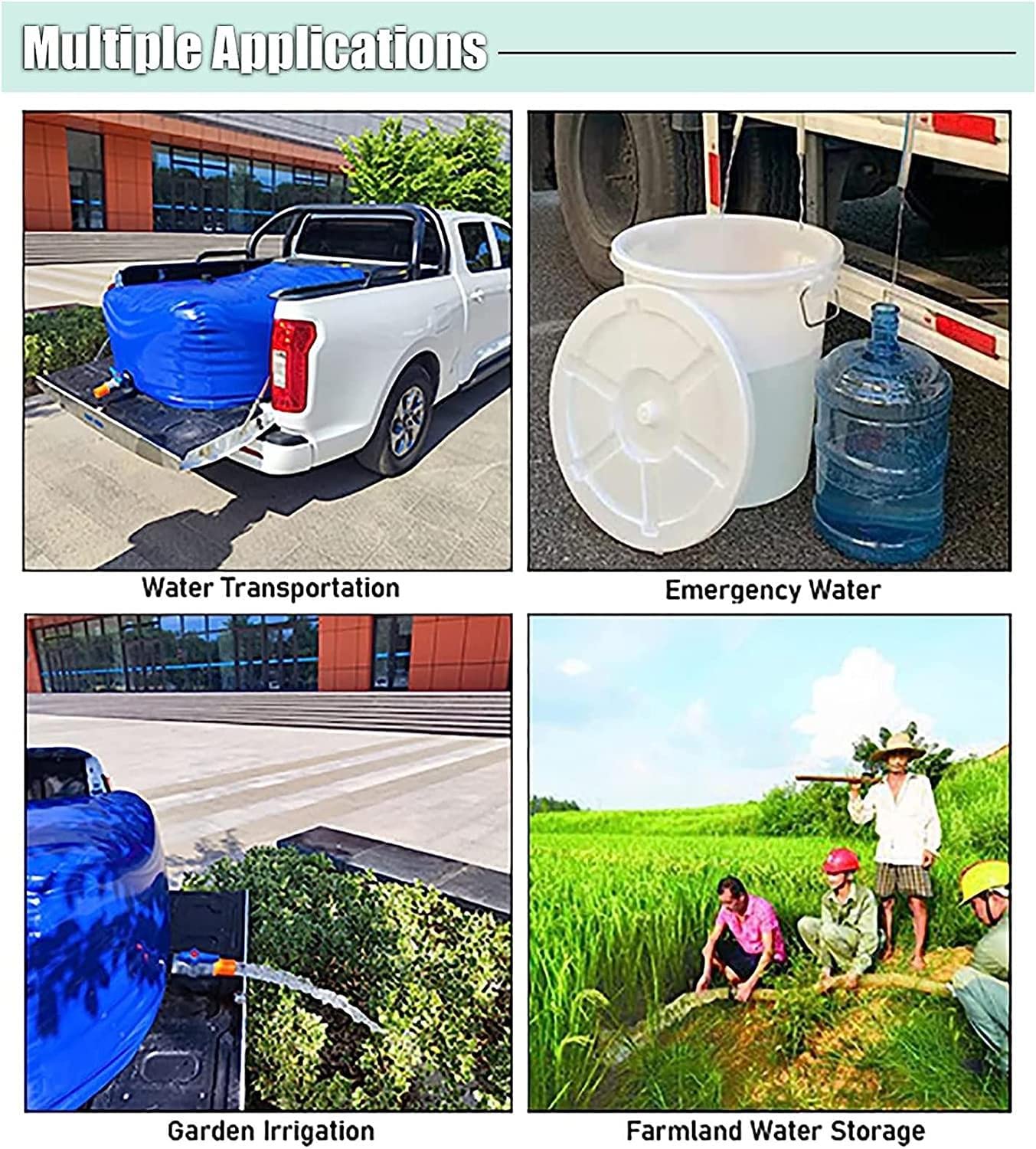 Borsa per la conservazione dell'acqua di grande capacità Serbatoio dell'acqua pieghevole con rubinetto Borsa per l'acqua piovana flessibile all'aperto Irrigazione agricola all'aperto,1000L