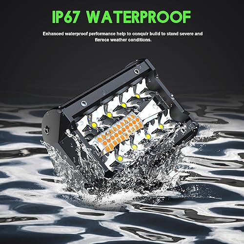 Miniatura 3 de Barra de luz LED 4 unidades de 4 pulgadas, blancoamarillo ámbar, cápsulas LED equivalentes a luz estroboscópica de 240 W, luces antiniebla de triple