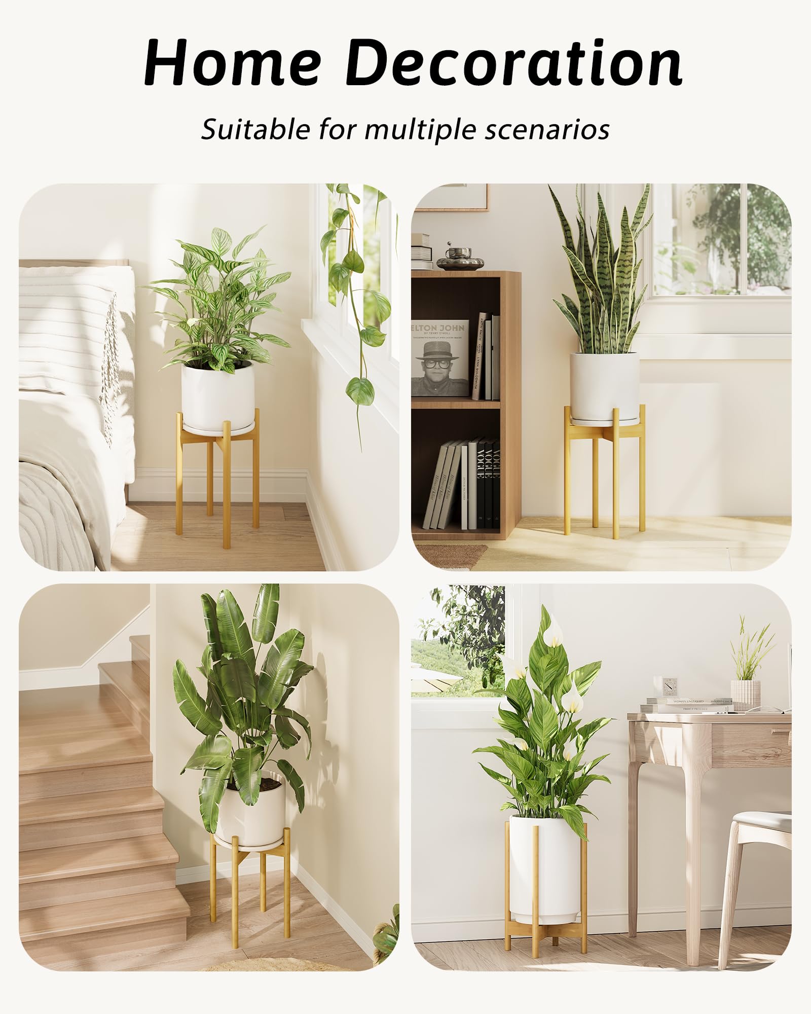 GENTINGBRO Support réglable en bambou naturel pour plantes