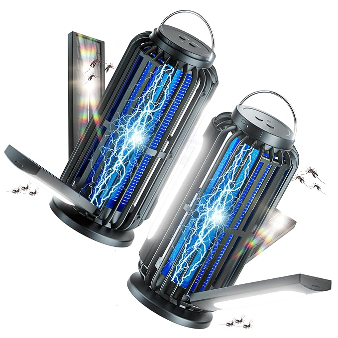 TYPEC Bug Zapper 2 Pack, Solar Bug Zapper with 3 Solar Charging Panels