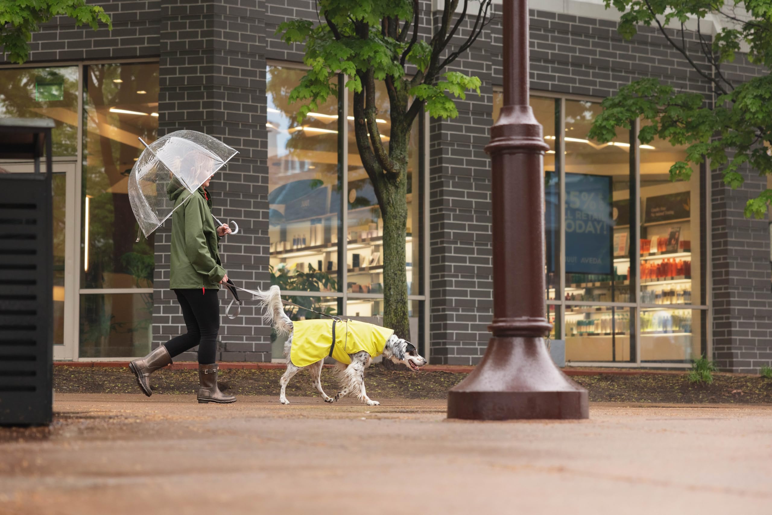 Goldpaw - Chaqueta impermeable para perro, abrigo impermeable para mascotas para protección en todo tipo de clima, ajuste ajustable y elegante ropa de abrigo canina, frijol negro, talla 18