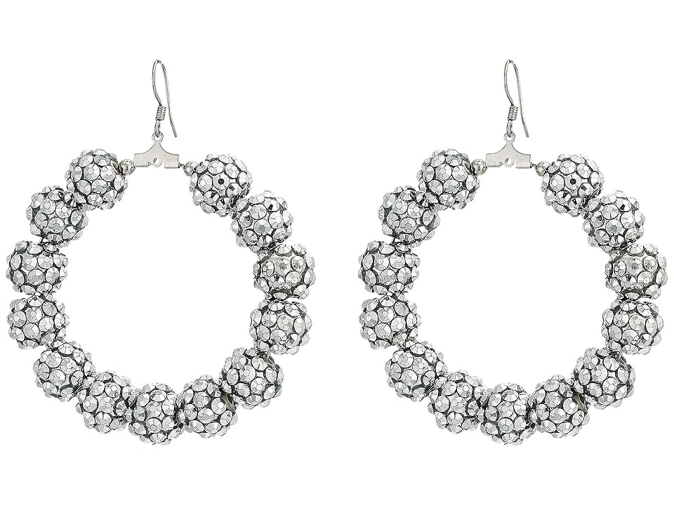 

Kenneth Jay Lane Rhodium/Silver Resin Beads Circle Fishhook Earrings (Silver) Earring