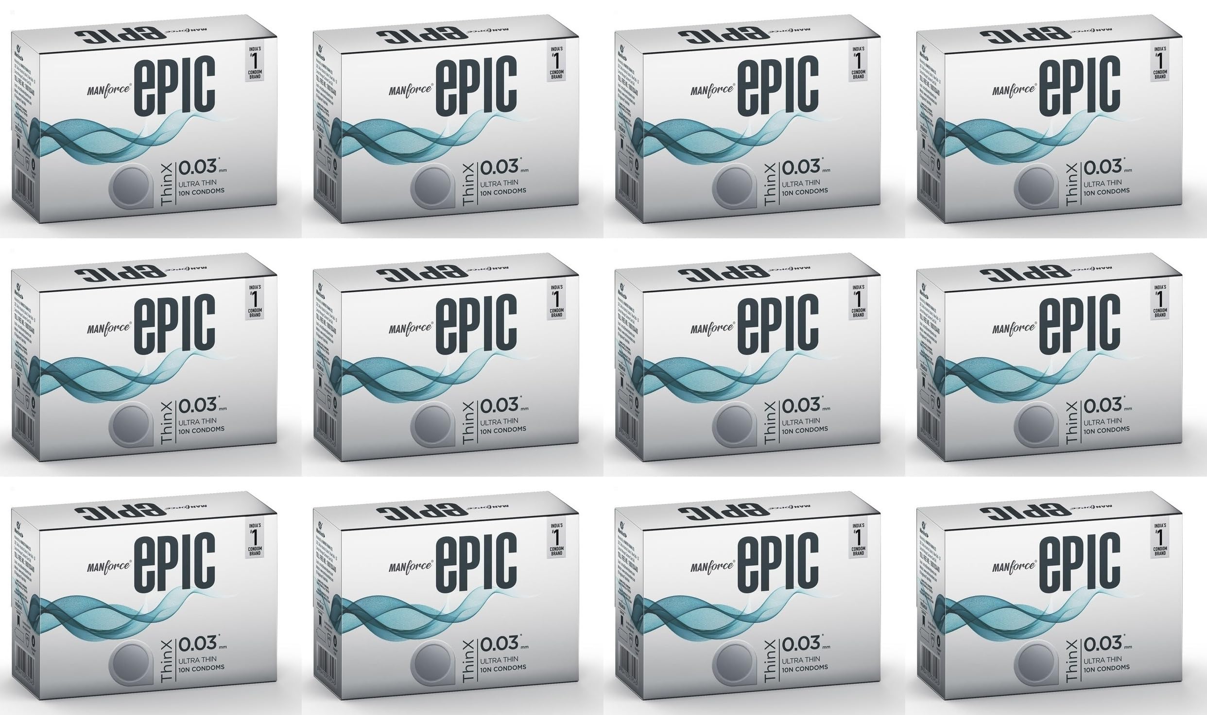 Manforce Epic ThinX Ultra Thin Condoms for Men - 10 Count| 0.03mm| Vegan| No Harsh Chemicals| With Disposable Pouch| Easy Peel Pack x Pack of 12-picture-16