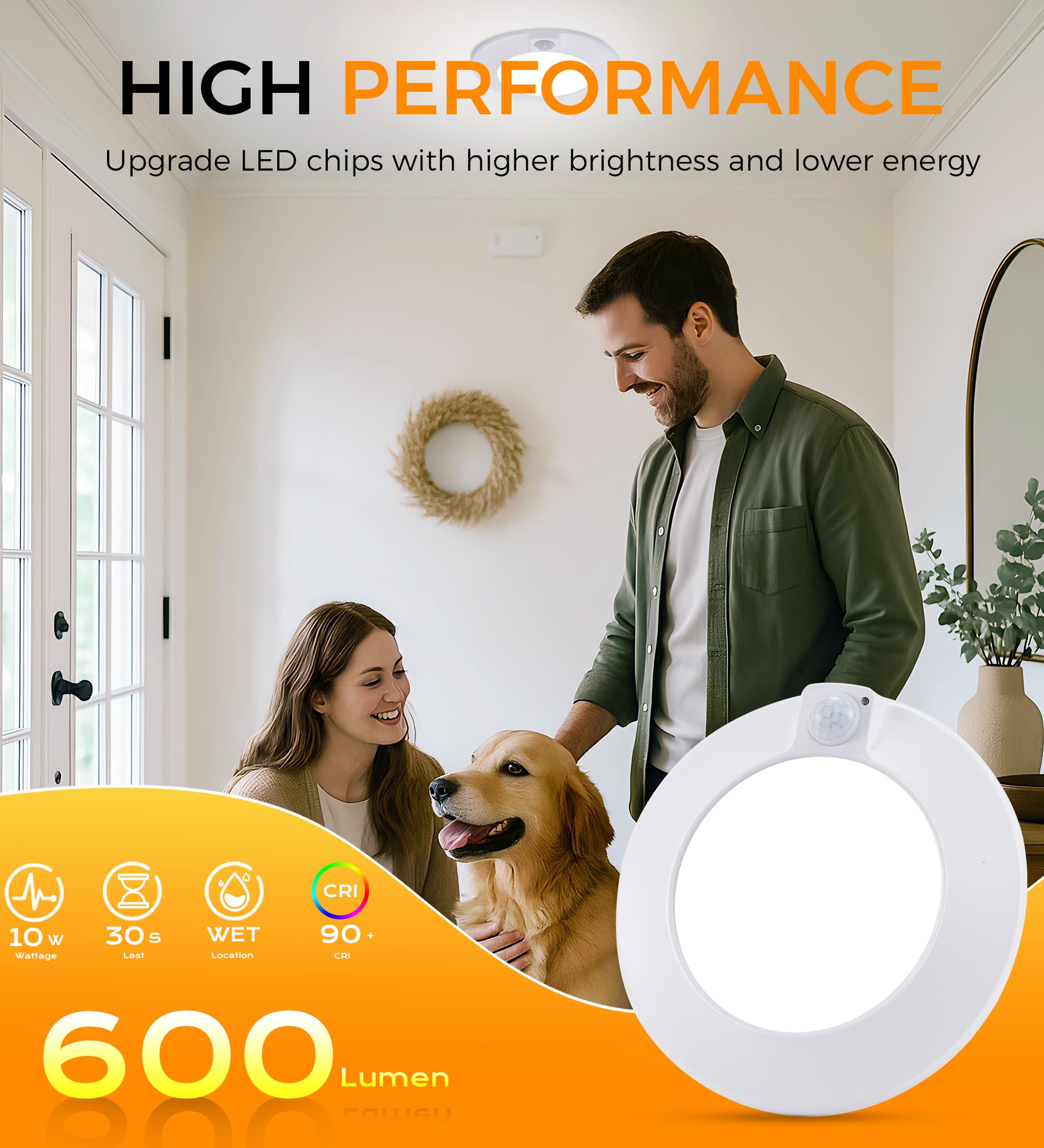 Plafon LED Techo Con Sensor De Movimiento,12W 1200LM Lámpara De Techo Con Función De Memoria,3000K/4000K/6000K Luz De Techo Regulable,Plafón LED Modernos Para Cocina Pasillo Balcón Sótano,19cm