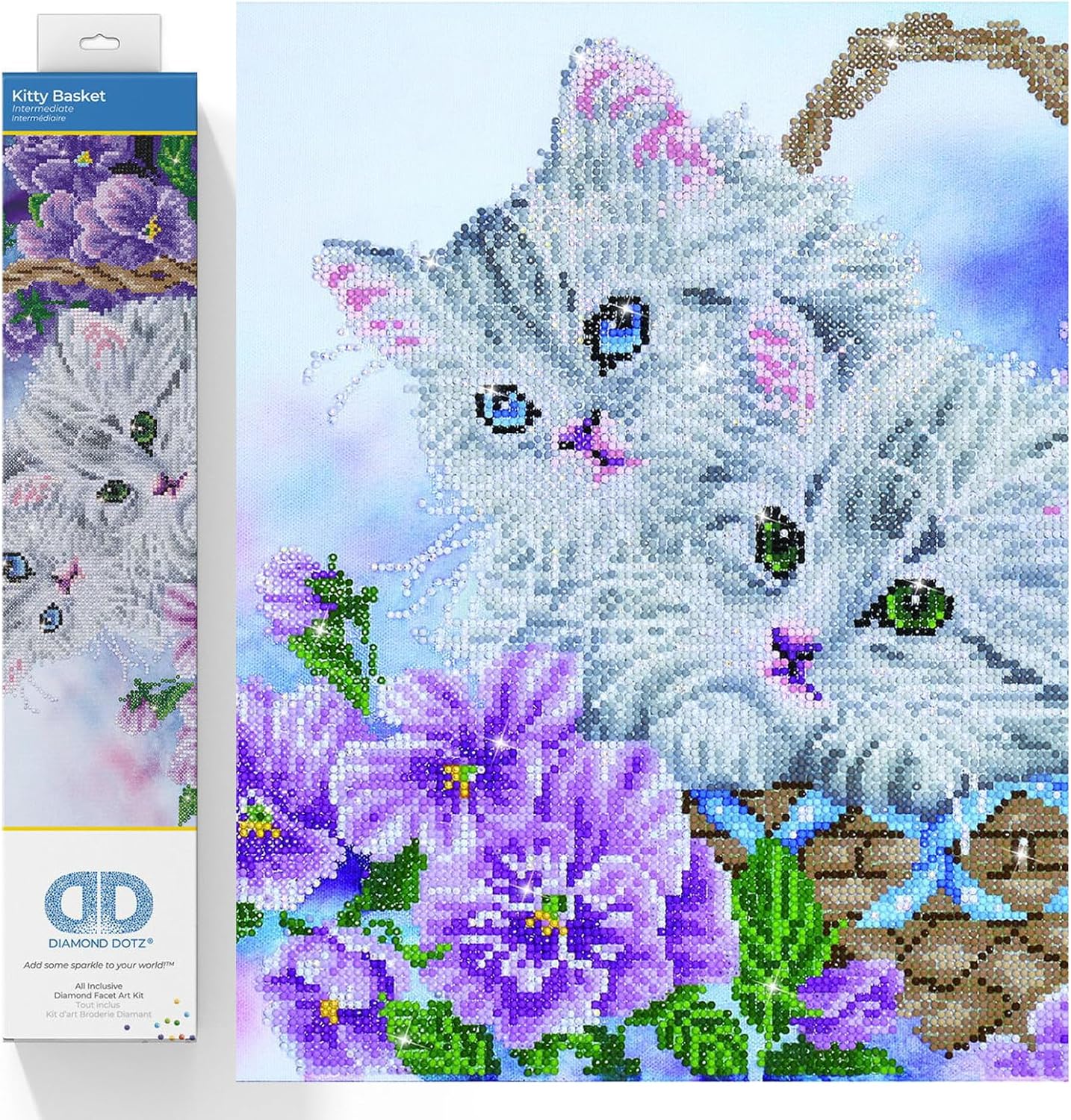 DIAMOND DOTZ Kitty Basket Diamond Painting Kits for Adults - Diamond Art Kits a Relaxing Creative Craft Kit with Dotz Gems 15x20.5