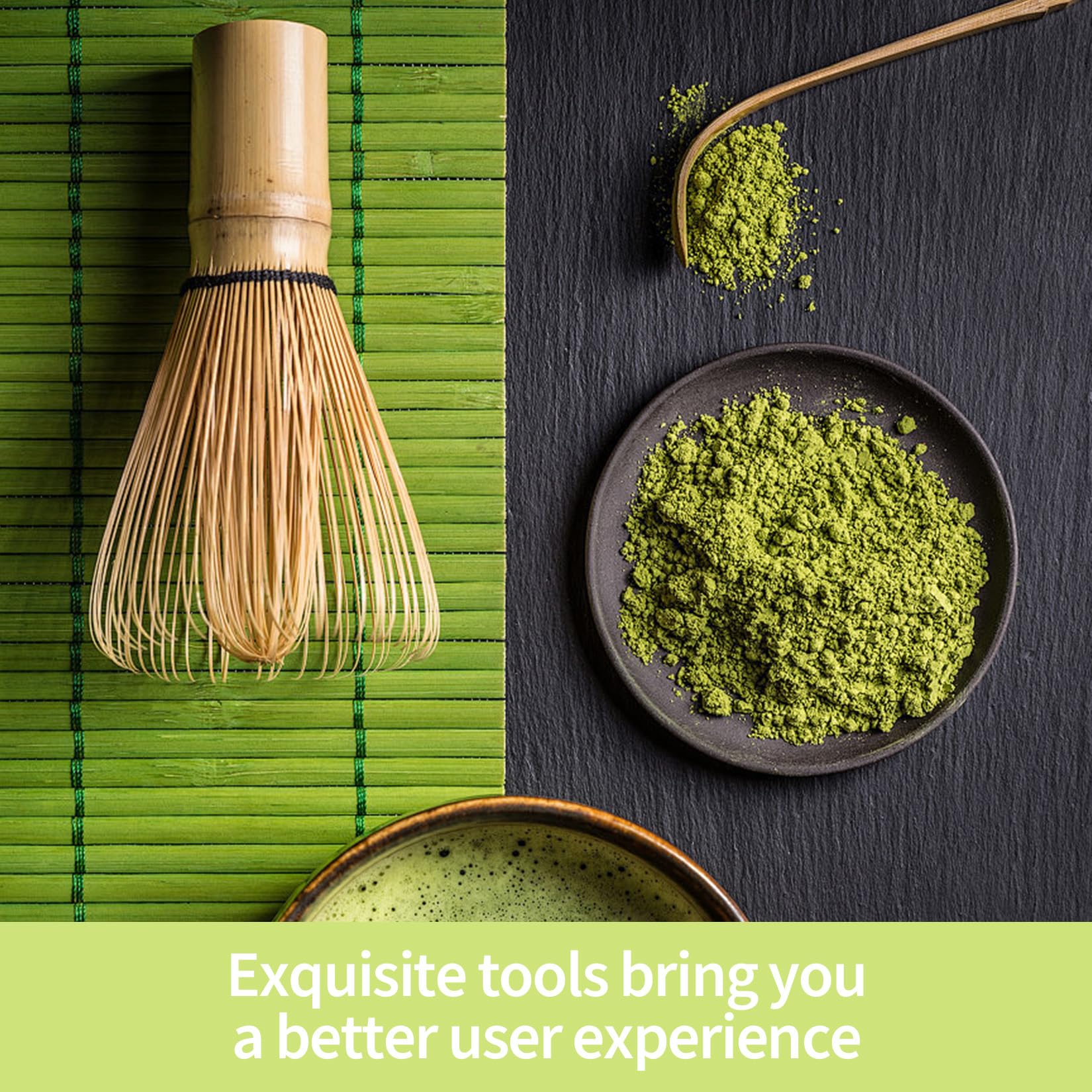 3 Piezas Set Te Matcha Kit Matcha Completo: Batidor Te Matchas & Cuchara de Matchas Japonés, Accesorios Regalos para Principiantes y Entusiastas