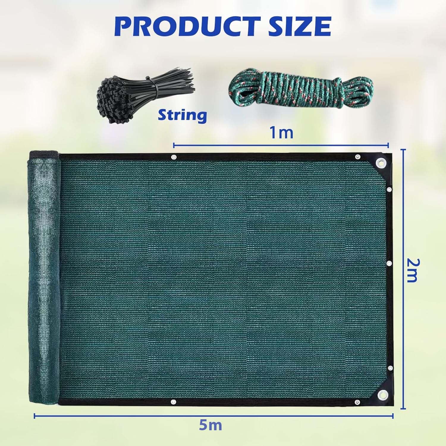 SuQurtom Garden Privacy Netting 2mx5m, Privacy Fence Screening 90% HDPE Outdoor Shading Net - Image 2