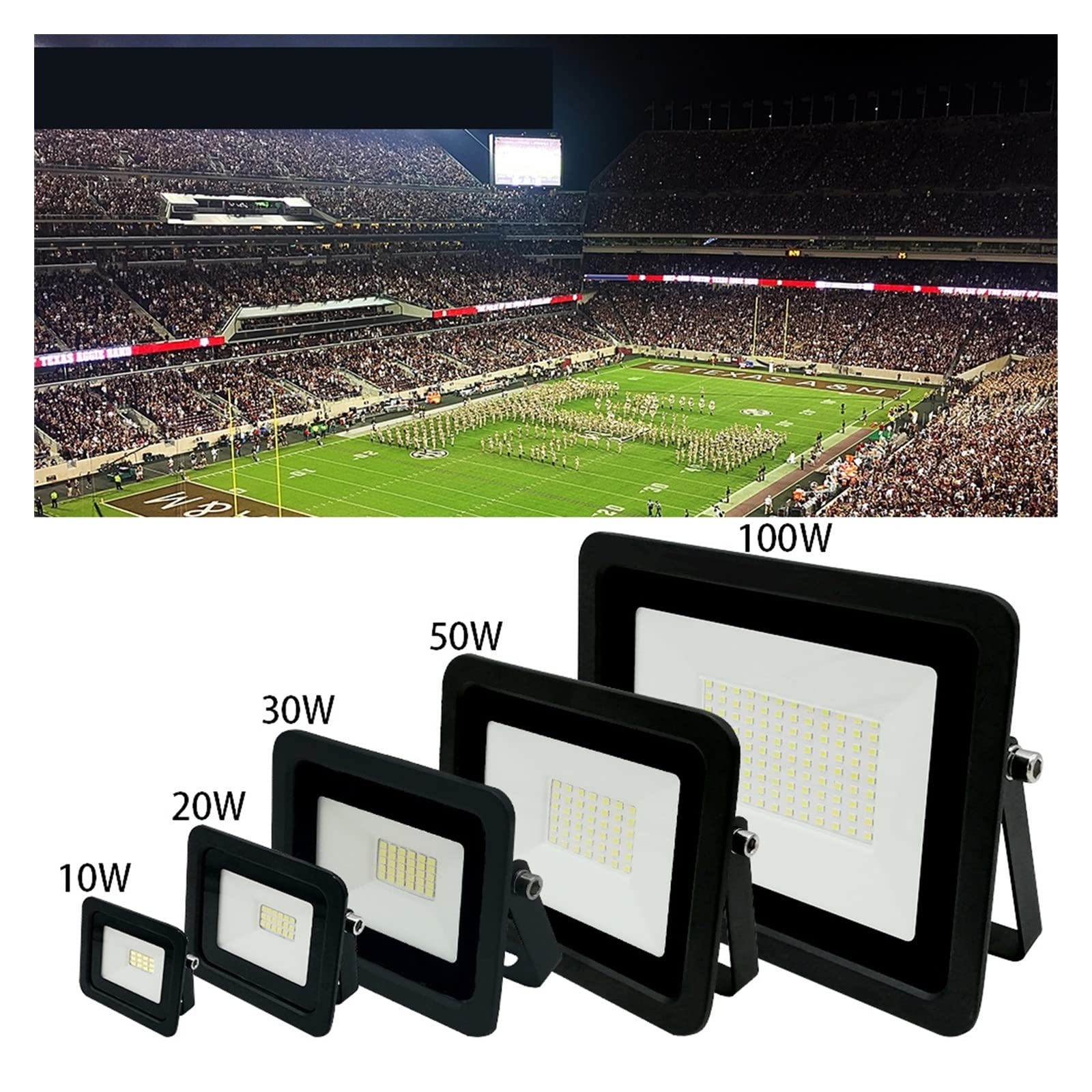 Światło powodziowe LED DOPROWADZIŁO Powódź 1 0W 20W 30W 50W 100W Lampa reflektorów wodoodporna IP68 Whgite reflector LED zewnętrzny światło zewnętrznych Na zewnątrz wodoodporny(Cold white,100W)