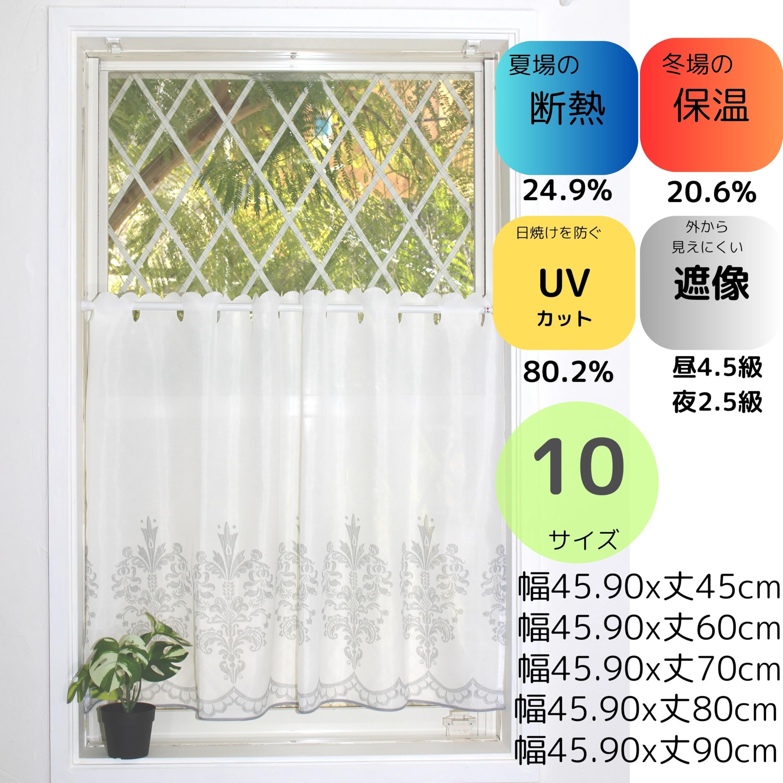 Amazon｜clothshop布や カフェカーテン 小窓用 レース 遮像 UVカット